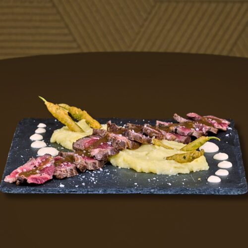 Tataki de Vaca Madurada amb Parmentier